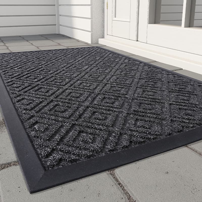 Paillasson extérieur gris motifs carrés - S