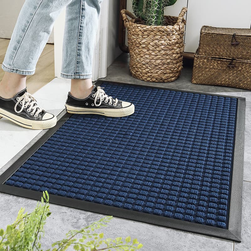 Paillasson matelassé bleu en caoutchouc - S