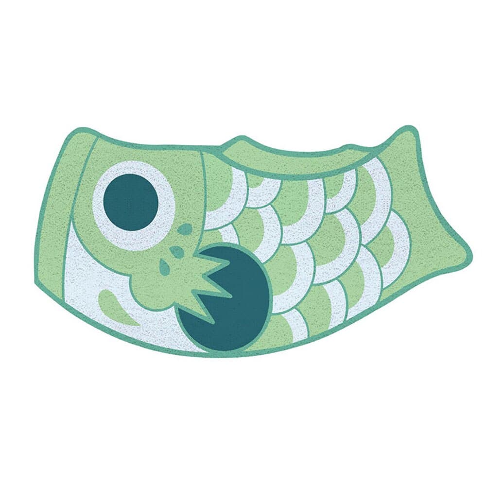 Paillasson original en forme de carpe vert