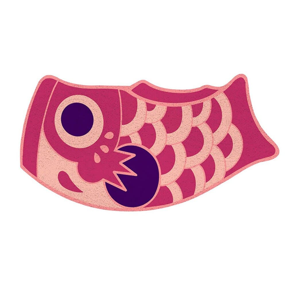 Paillasson original en forme de carpe rose