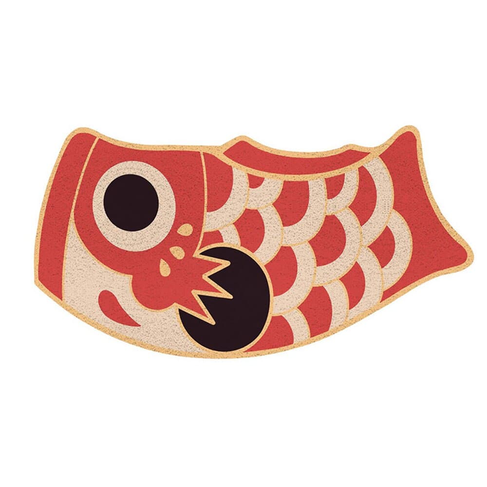 Paillasson original en forme de carpe rouge