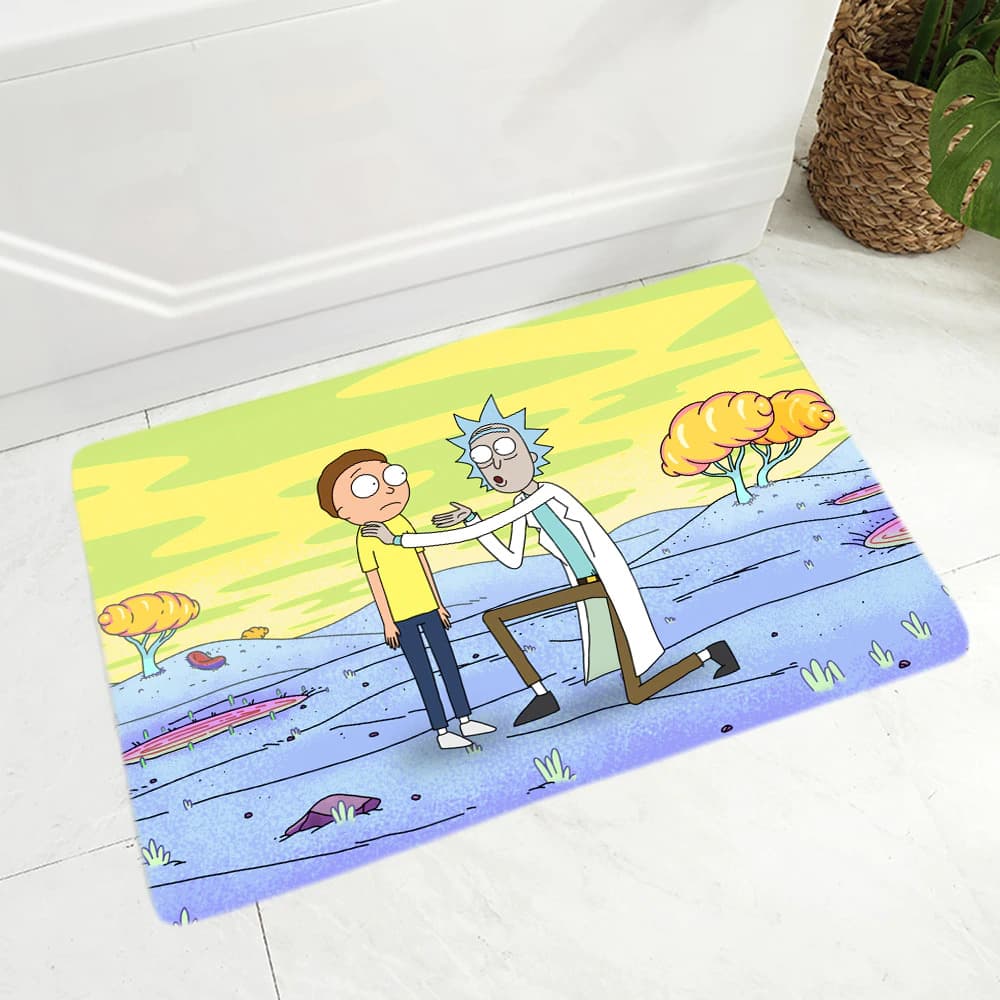 Paillasson Rick à genoux devant Morty