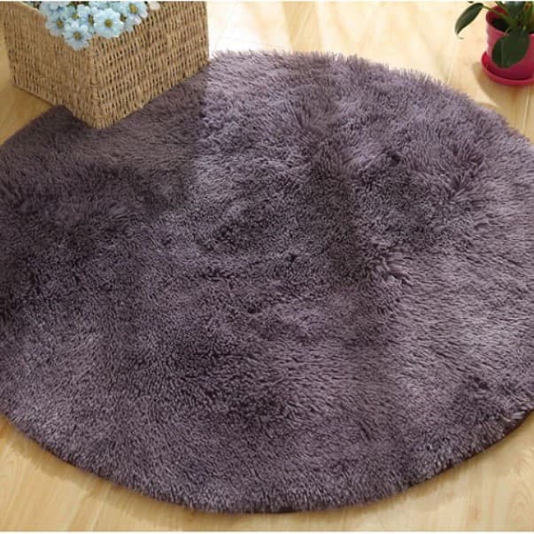 Paillasson rond poils peluche violet - Violet - 160X160 cm