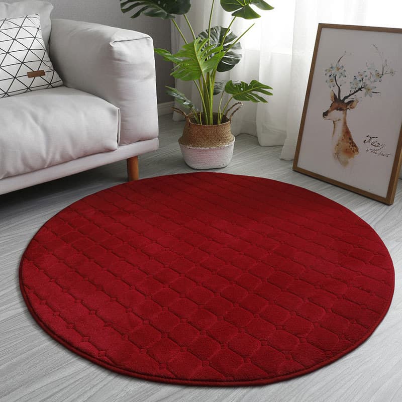 Paillasson rond uni rouge - Rouge - diamètre 140cm