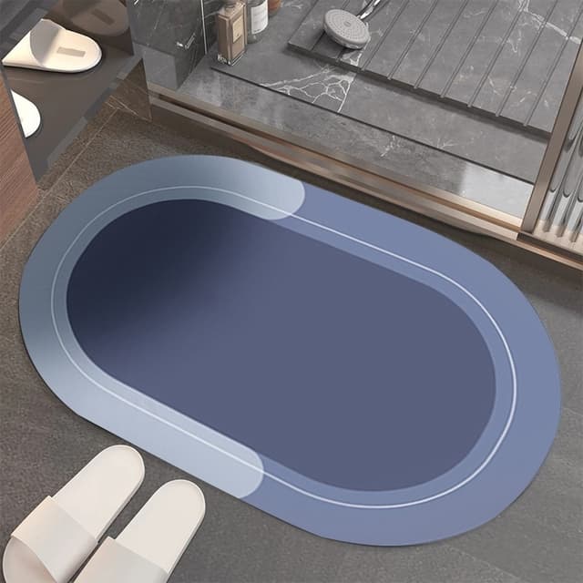 Paillasson uni bleu ovale - bleu-496 - 50x80 cm