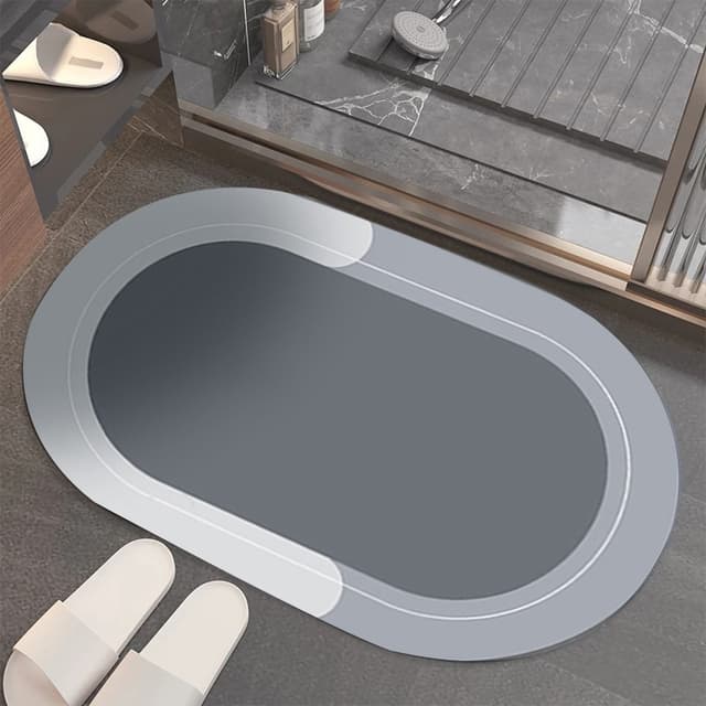 Paillasson uni gris ovale - Gris - 50x80 cm
