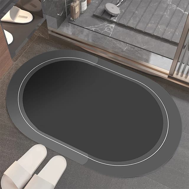 Paillasson uni noir ovale - Noir - 40x60 cm