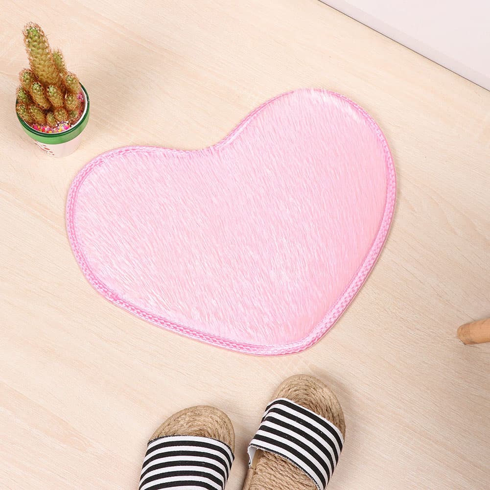 Tapis de bain uni rose coeur