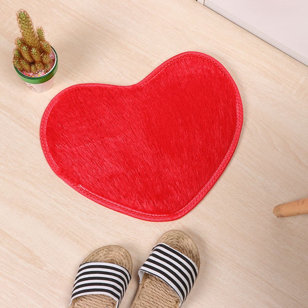 Tapis de bain uni rouge coeur