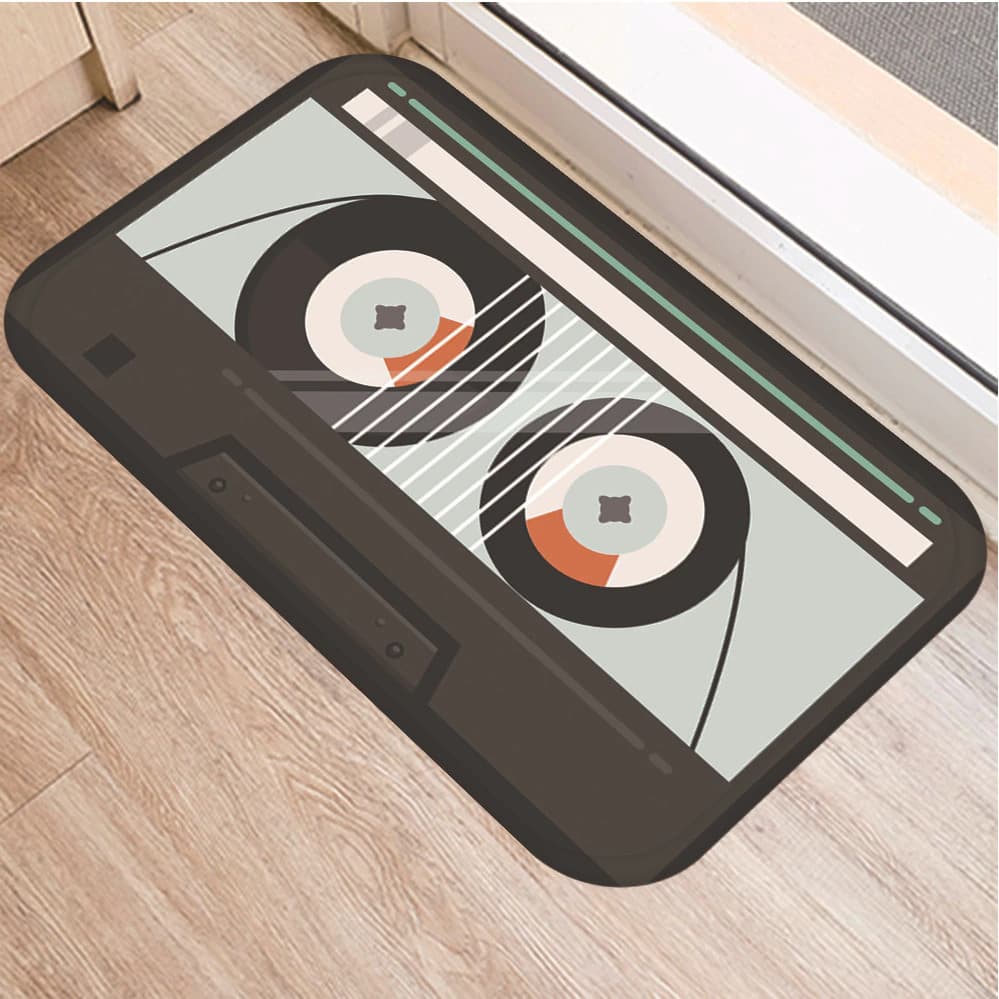 Paillasson vintage en forme de cassette marron