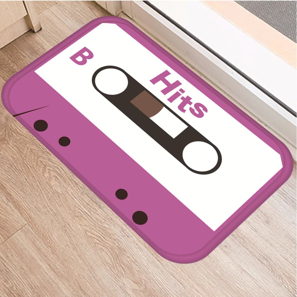 Paillasson vintage en forme de cassette rose