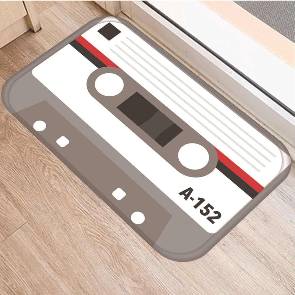Paillasson vintage en forme de cassette gris