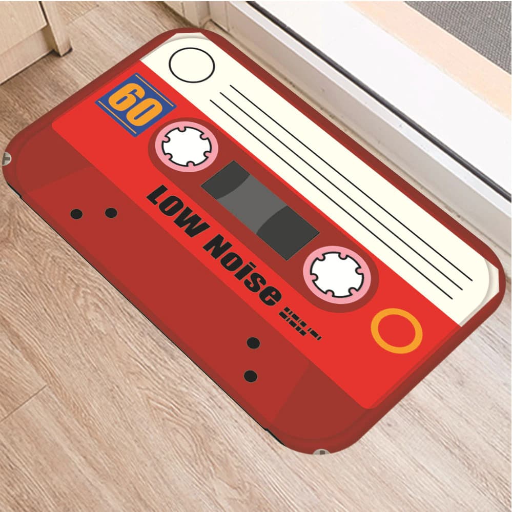 Paillasson vintage en forme de cassette rouge