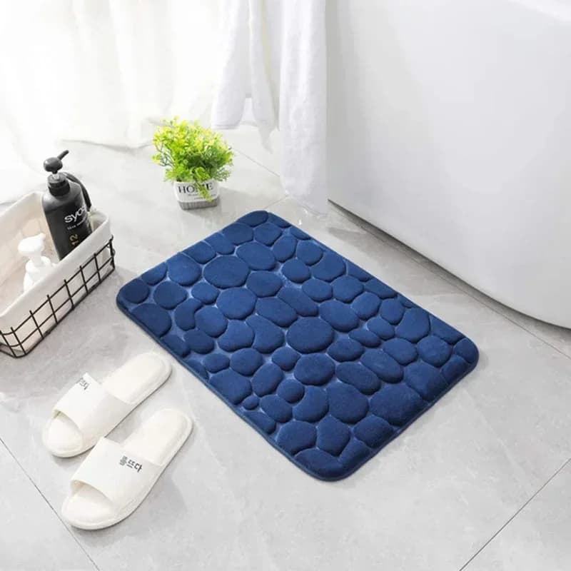 Tapis de salle de bains à mémoire de forme - Bleu foncé