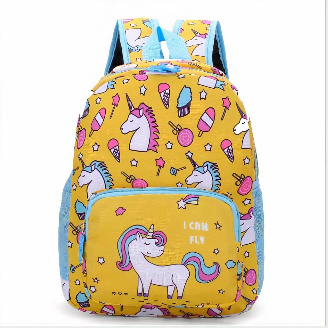 Sac à dos coloré pour enfant imprimé de licornes - jaune