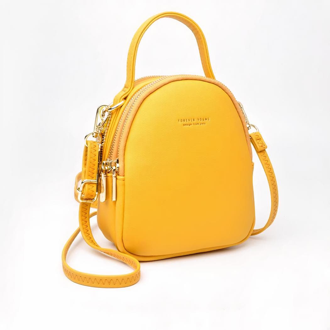 Sac à dos femme petit format multi-fermeture - jaune