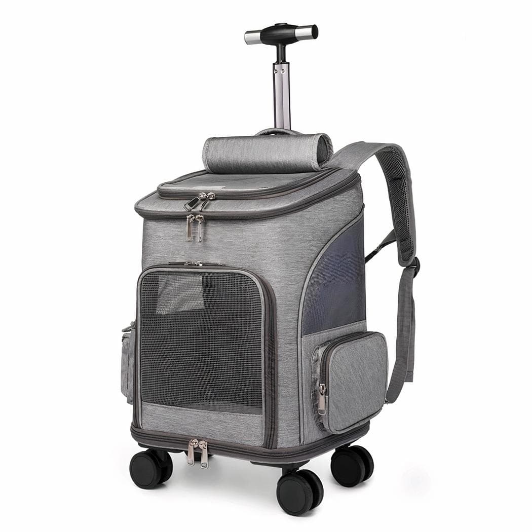 Sac Ă dos animaux portable avec chariot - gris