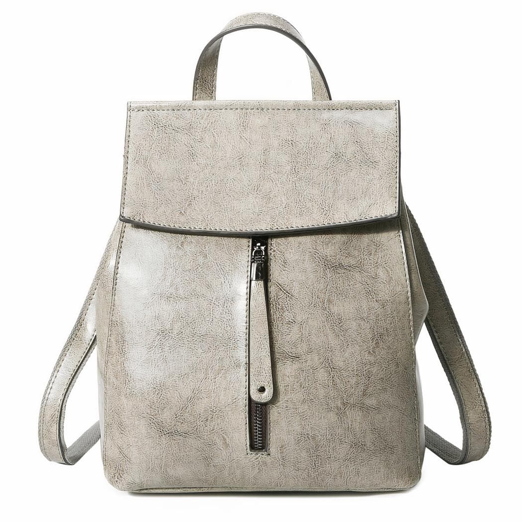 Sac à dos en cuir style vintage pour femme - gris