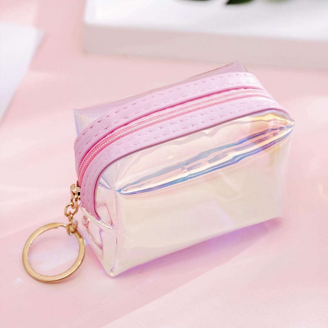 Porte monnaie couleur holographique - rose