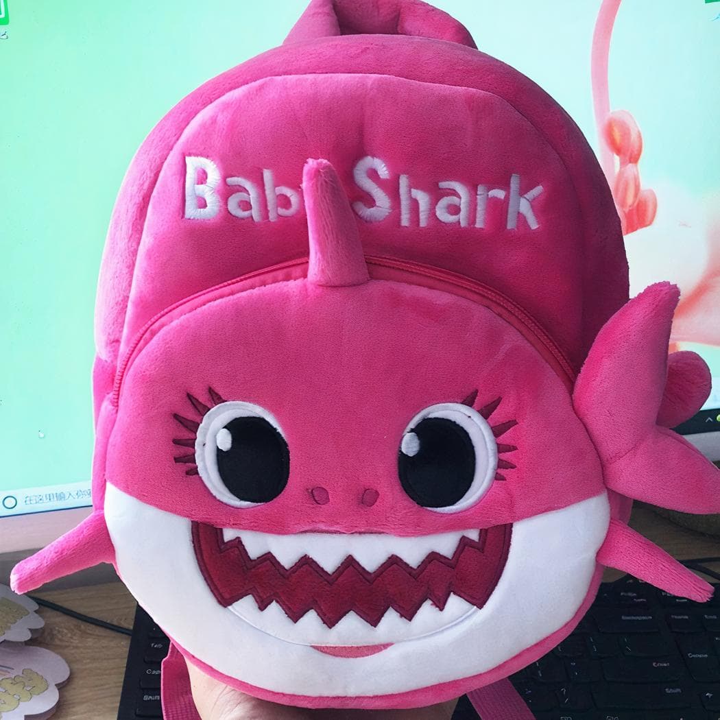 Sac à dos Baby Shark en peluche pour enfant - rose