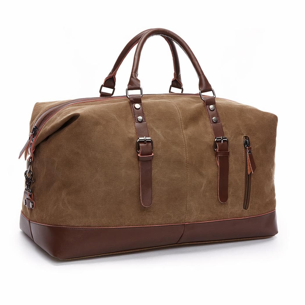 Sac de voyage homme fourre-tout en toile - marron