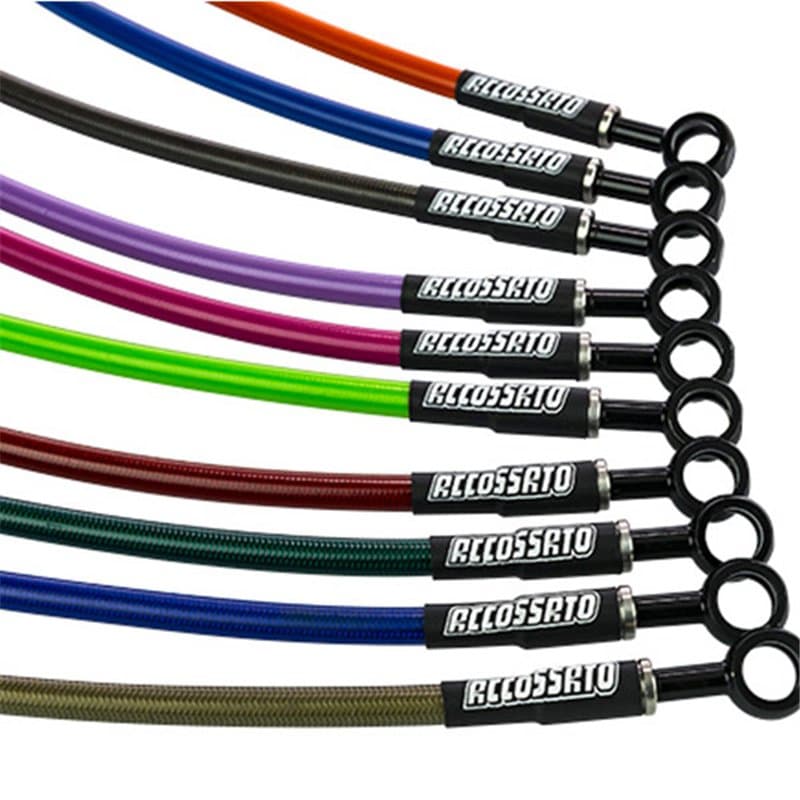 Front Brake Hose in Braided Steel by Accossato – Black - Carbon Look