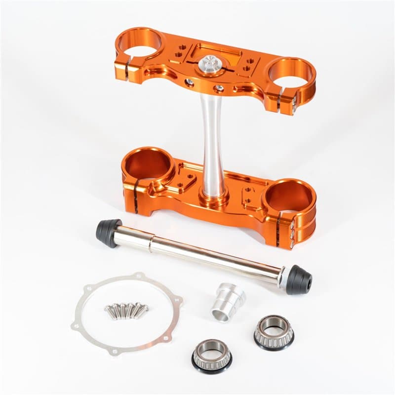 VM Racing Supermoto Triple Clamp Kit for KTM/Husqvarna/GasGas – Complete 200 mm Steering Plates - Orange
