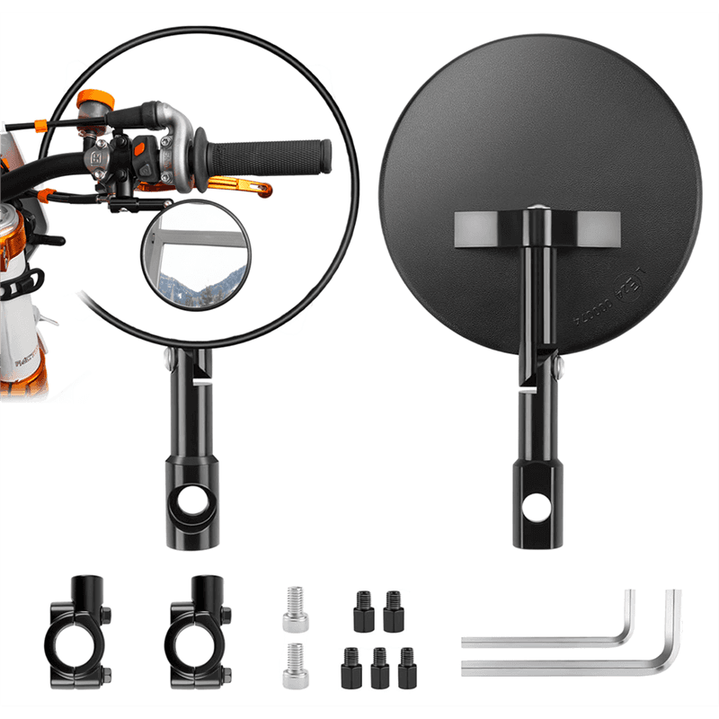 Premium Supermoto Mirrors (E-Mark) – CNC Aluminum Folding Handlebar Mirrors, 360° Multi-Angle – Universal