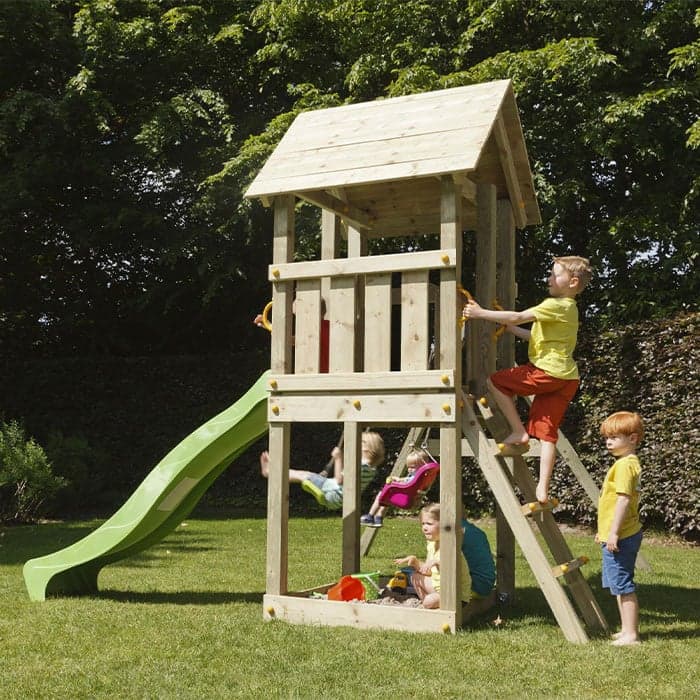 Aire de jeux en bois avec toboggan - Kiosk-BLUE RABBIT