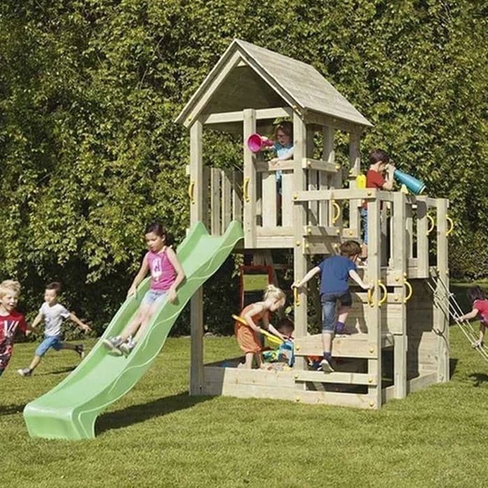 Aire de jeux en bois avec toboggan - Penthouse-BLUE RABBIT