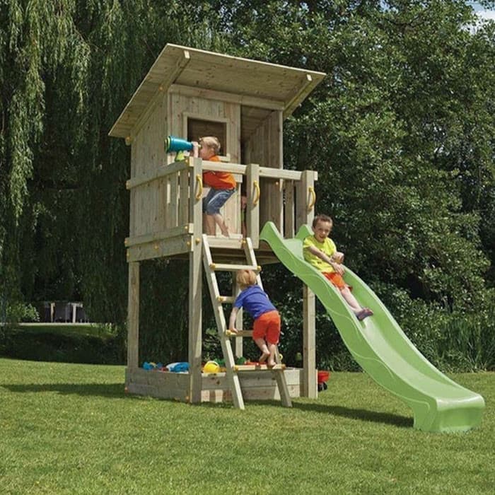 Aire de jeux en bois avec toboggan - Beach Hut-BLUE RABBIT