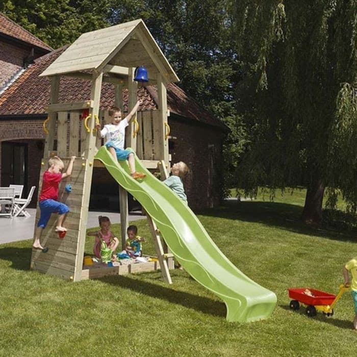 Aire de jeux en bois avec toboggan - Belvédère-BLUE RABBIT