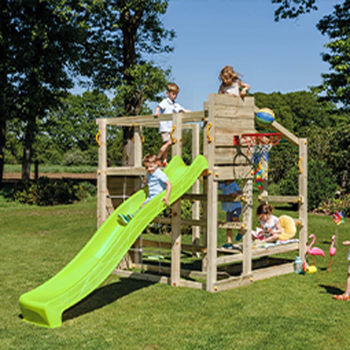 Aire de jeux en bois avec toboggan - Crossfit-BLUE RABBIT