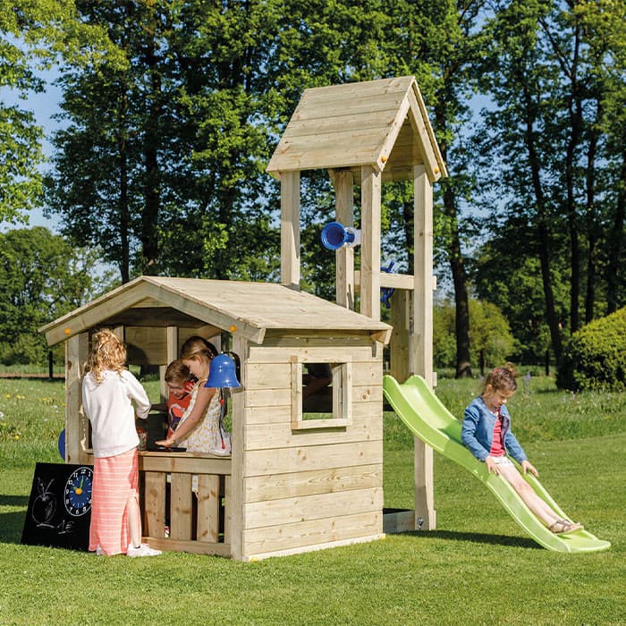 Aire de jeux en bois avec toboggan - Lookout-BLUE RABBIT