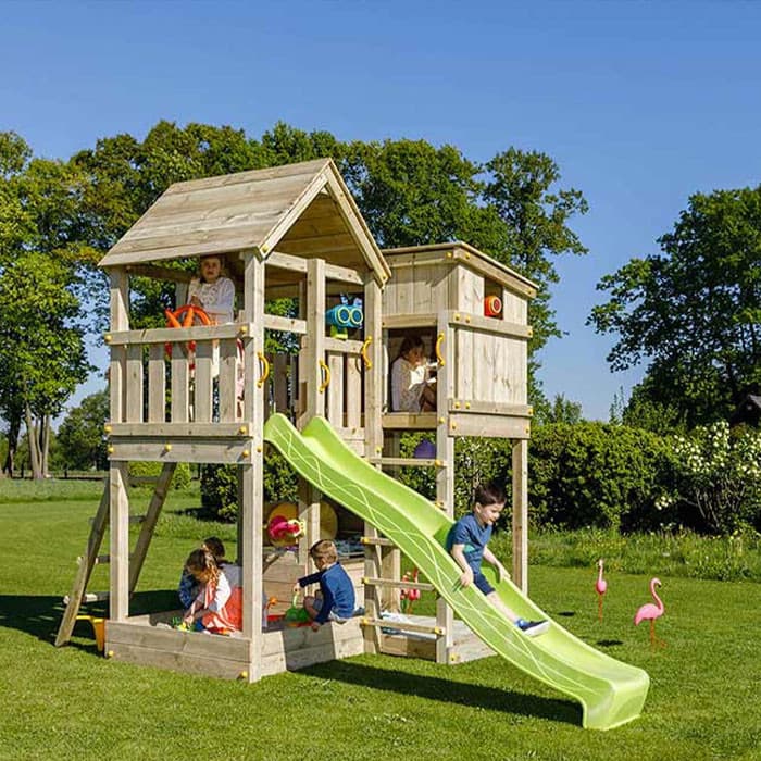 Aire de jeux en bois avec toboggan - Palazzo-BLUE RABBIT