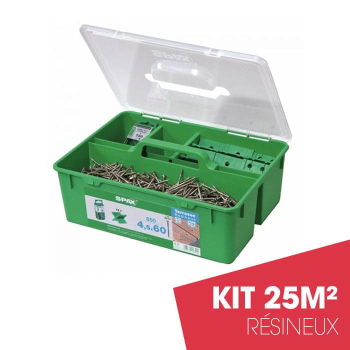 Kit Fixation Terrasse Bois Résineux - SPAX - 4,5x60-SPAX