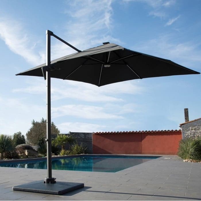 Parasol déporté led solaire - Roma - L.2,7 x l.2,7 m-PROLOISIRS