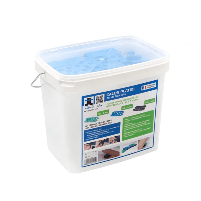 Cales plates - 2, 3 et 5mm - JOUPLAST - Sceau de 3x100-TMP CONVERT JOUPLAST