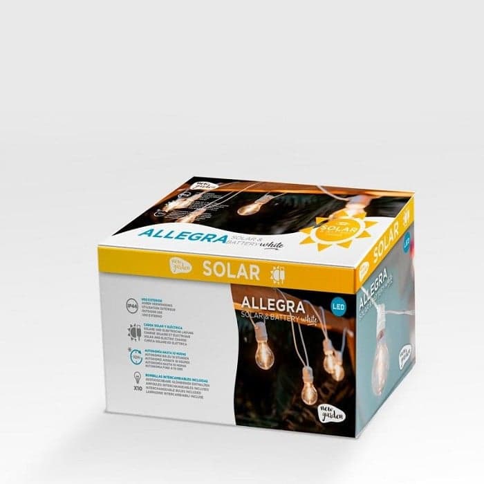 Guirlande Solaire et Rechargeable avec 10 Ampoules Allegra-NEW GARDEN
