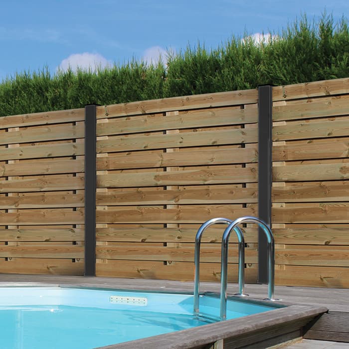 Poteau aluminium NOIR - Intermédiaire - Clôture Palissade - 70 x 70 x 2700 mm - Rainure 49 mm-EXTERIOR LIVING