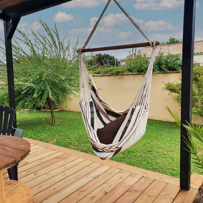 Chaise hamac - toile en coton et bois d'écartement - max. 150 kg-PROLOISIRS