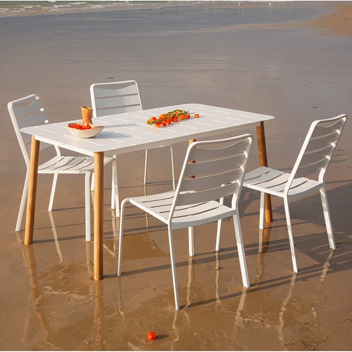 Table de jardin aluminium - Alicante - L.150 x l.80 x H.75 cm - 6 personnes-EZEIS