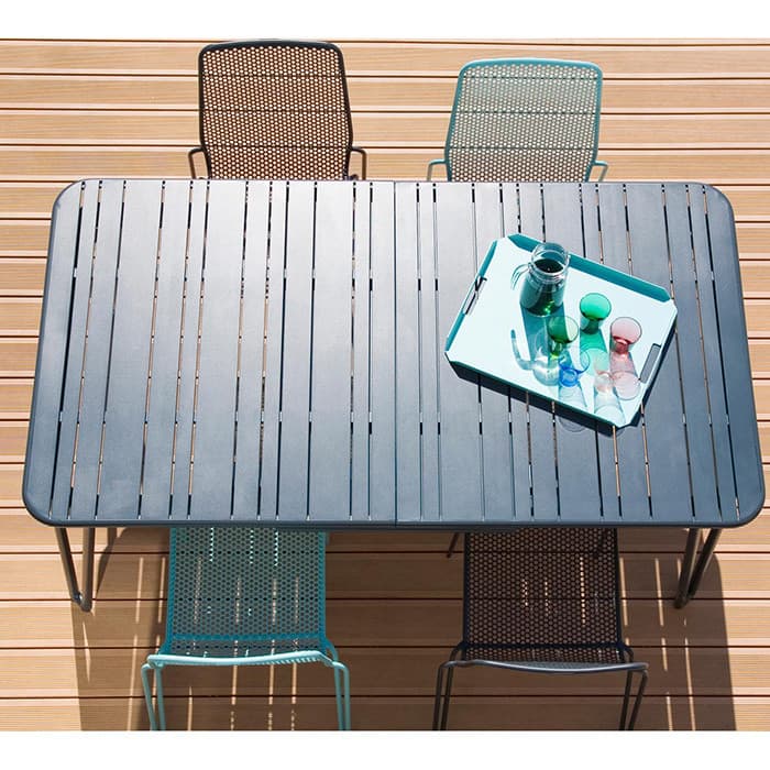 Table de jardin extensible aluminium - Ambroise - L.183/242 x l.100 x H.76 cm - Gris anthracite - 8/10 personnes-EZEIS