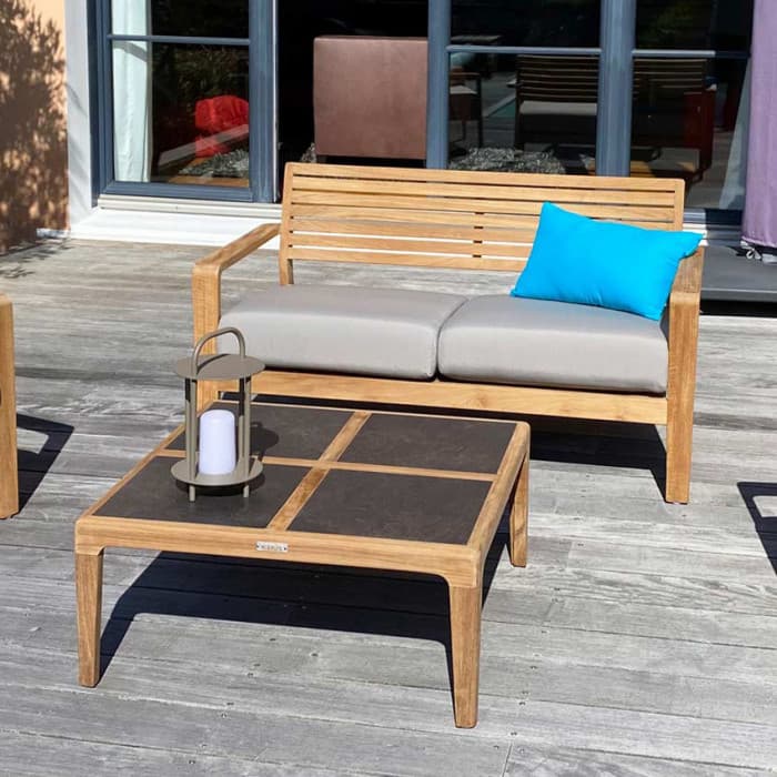Canapé de jardin empilable Teck naturel - Aquariva - L.68 x l.125,5 x H.72 cm-EZEIS