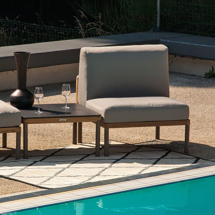 Fauteuil de jardin simple Teck et aluminium - Kallysta - L.79,5 x l.75 x H.58 cm-EZEIS