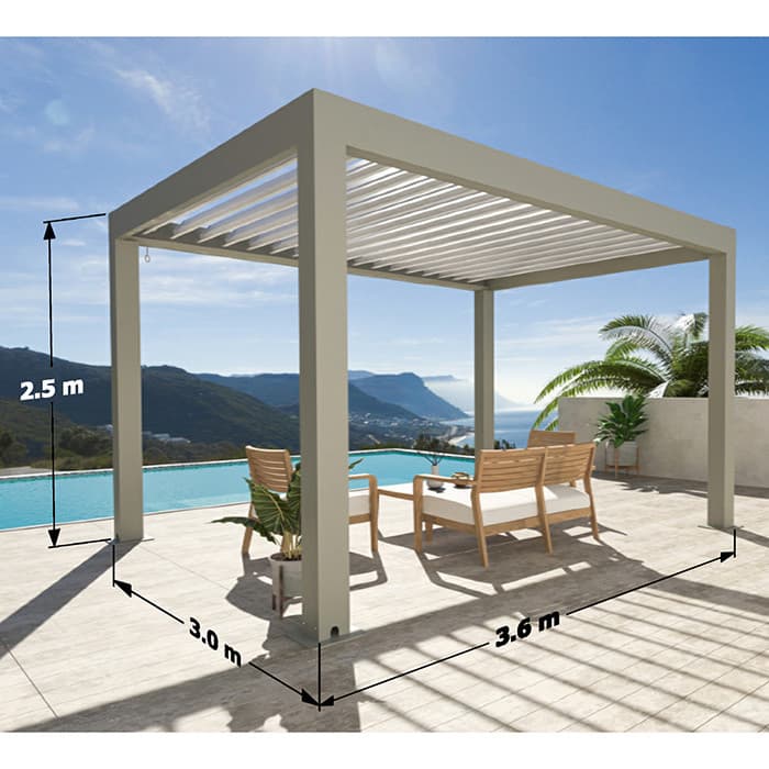 Pergola bio-climatique Aluminium - Climatix - L.360 x l.300 x H.250 cm-EZEIS