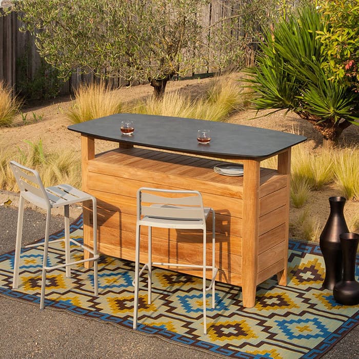 Table de bar Teck/HPL - Navy - L.160 x l.90 x H.106 cm-EZEIS