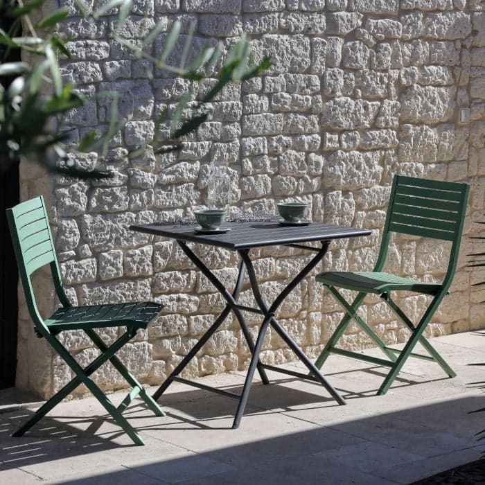Table de jardin pliante aluminium - Globe - L.70 x l.70 cm - 2 personnes-PROLOISIRS