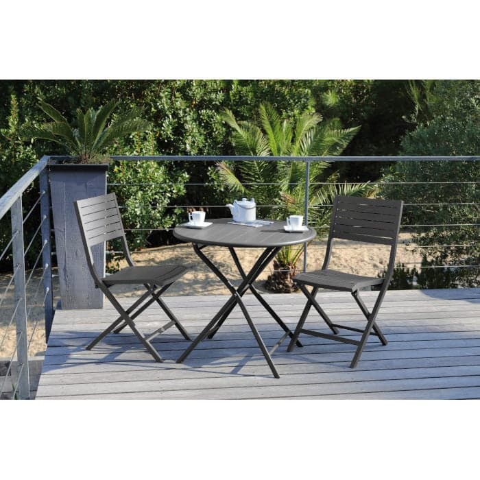 Table de jardin ronde pliante aluminium - Globe - Ø 80 cm - 2 personnes-PROLOISIRS