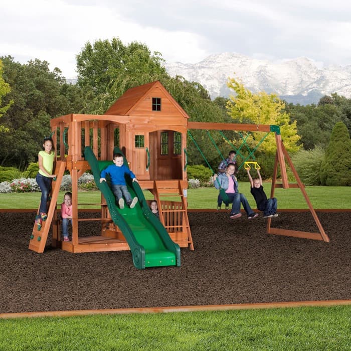 Aire de jeu en bois avec toboggan et balançoire - Hill Crest-BACKYARD DISCOVERY